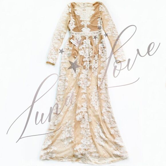 FOR LOVE & LEMONS x FREE PEOPLE Temecula Maxi Dress In Ivory NWT - Picture 8 of 13